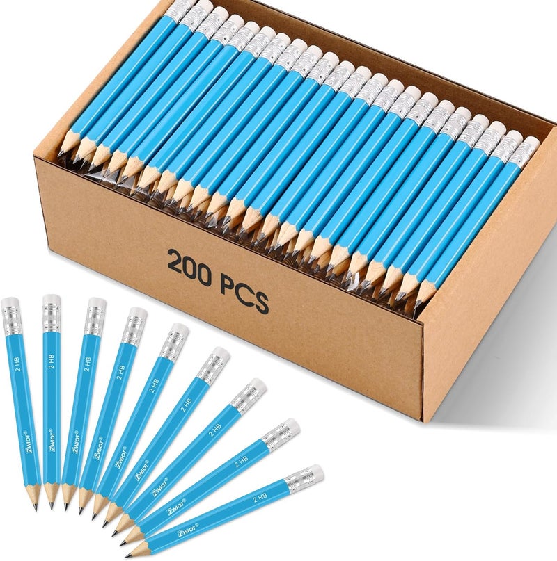 ZWIOT ZWlOT Golf Pencils with Eraser, #2 HB Half,4" Mini,Pre-Sharpened,120/200/320 Count Pencils Wood Cased Short for Classroom, Office, School, Wedding and Party Game - Image 1